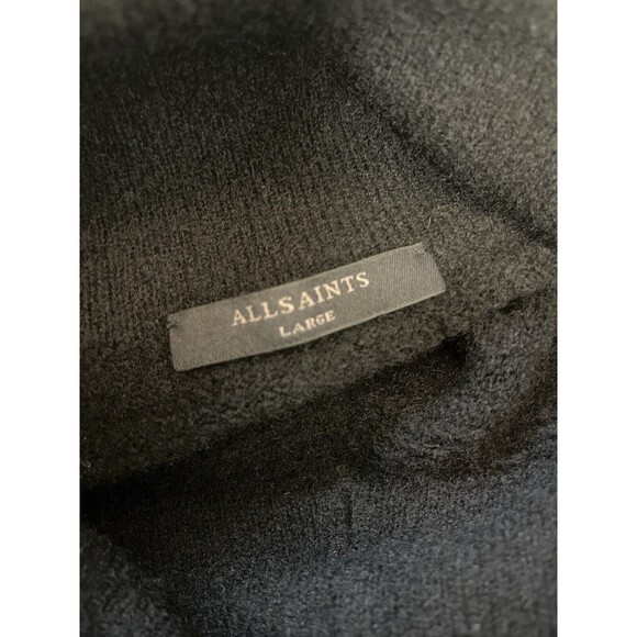 Allsaints Lock Roll Neck Wool Blend Asymmetric Hem Sweater In Black Sz L New - Picture 9 of 9